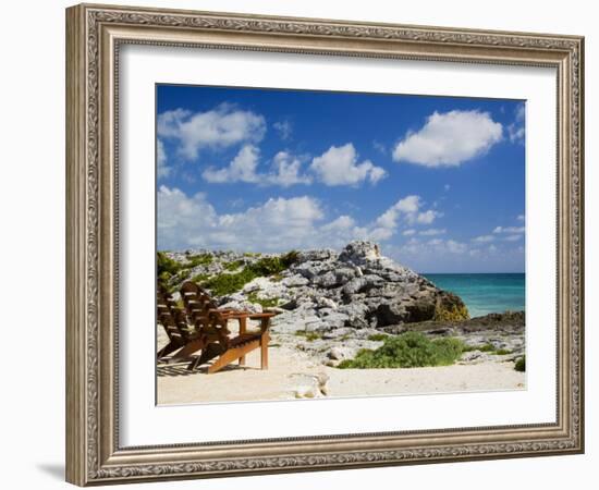 Chairs Overlooking the Caribbean Sea, Tulum, Quintana Roo, Mexico-Julie Eggers-Framed Photographic Print