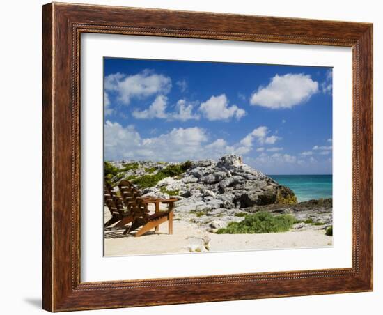 Chairs Overlooking the Caribbean Sea, Tulum, Quintana Roo, Mexico-Julie Eggers-Framed Photographic Print