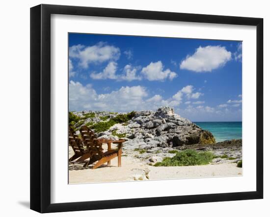 Chairs Overlooking the Caribbean Sea, Tulum, Quintana Roo, Mexico-Julie Eggers-Framed Photographic Print