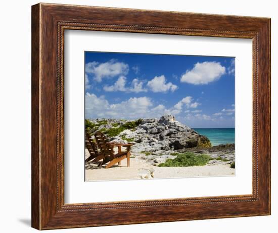 Chairs Overlooking the Caribbean Sea, Tulum, Quintana Roo, Mexico-Julie Eggers-Framed Premium Photographic Print