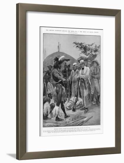 Chaka Lieutenant Farewell Negotiates with Chaka King of the Zulus in Natal-Richard Caton Woodville-Framed Art Print