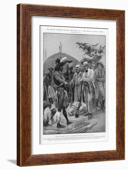 Chaka Lieutenant Farewell Negotiates with Chaka King of the Zulus in Natal-Richard Caton Woodville-Framed Art Print