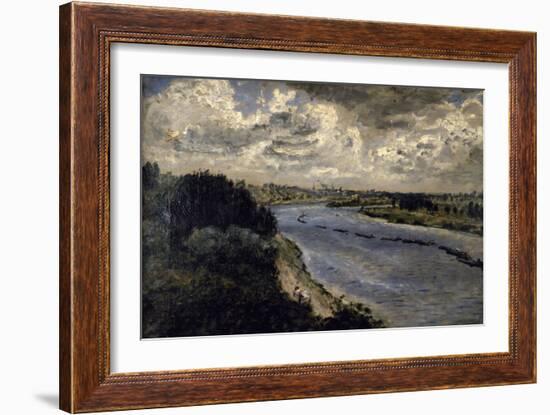 Chalands sur la Seine-Pierre-Auguste Renoir-Framed Giclee Print