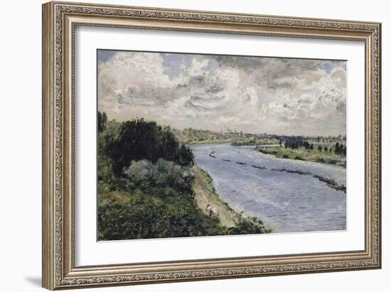 Chalands sur la Seine-Pierre-Auguste Renoir-Framed Giclee Print