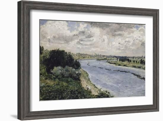 Chalands sur la Seine-Pierre-Auguste Renoir-Framed Giclee Print