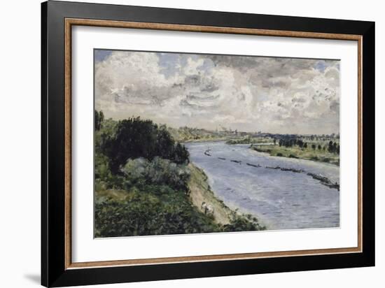 Chalands sur la Seine-Pierre-Auguste Renoir-Framed Giclee Print