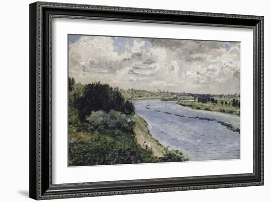 Chalands sur la Seine-Pierre-Auguste Renoir-Framed Giclee Print