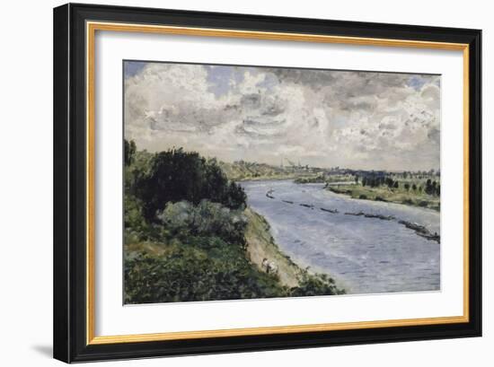 Chalands sur la Seine-Pierre-Auguste Renoir-Framed Giclee Print