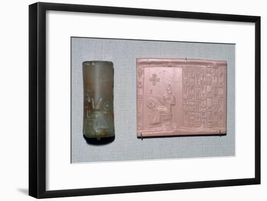 Chalcedony cylinder-seal in the first Kassite style. Artist: Unknown-Unknown-Framed Giclee Print