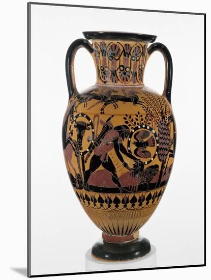 Chalcidian black-figure neck amphora with Odysseus killing a Thracian, c.540 BC-Greek-Mounted Giclee Print