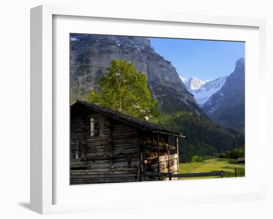 Chalet and Mountains, Grindelwald, Bern, Switzerland, Europe-Richardson Peter-Framed Photographic Print