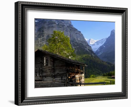 Chalet and Mountains, Grindelwald, Bern, Switzerland, Europe-Richardson Peter-Framed Photographic Print