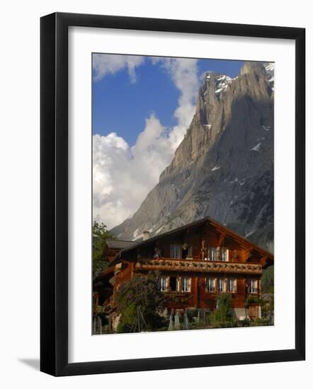 Chalet and Mountains, Grindelwald, Bern, Switzerland, Europe-Richardson Peter-Framed Photographic Print