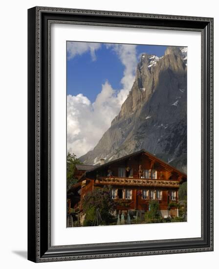 Chalet and Mountains, Grindelwald, Bern, Switzerland, Europe-Richardson Peter-Framed Photographic Print