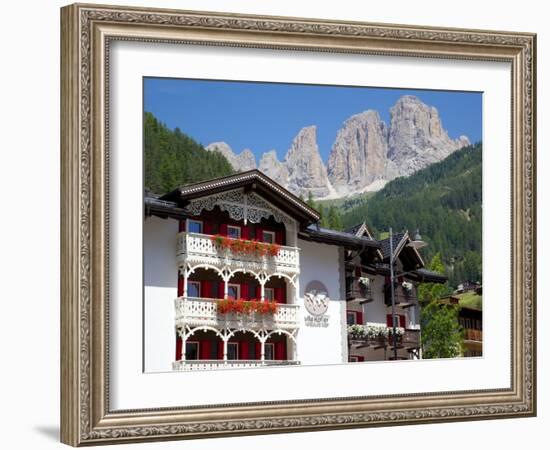 Chalet Balconies, Ciampedel, Fassa Valley, Trento Province, Trentino-Alto Adige/South Tyrol, Italy-Frank Fell-Framed Photographic Print