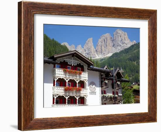 Chalet Balconies, Ciampedel, Fassa Valley, Trento Province, Trentino-Alto Adige/South Tyrol, Italy-Frank Fell-Framed Photographic Print