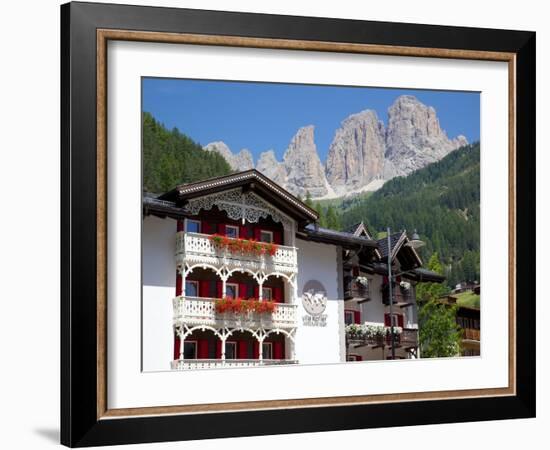 Chalet Balconies, Ciampedel, Fassa Valley, Trento Province, Trentino-Alto Adige/South Tyrol, Italy-Frank Fell-Framed Photographic Print