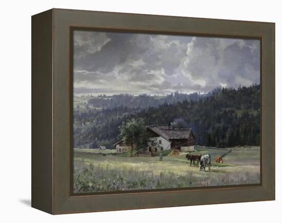 Chalet in an Alpine Landscape-Edouard Jenmaire-Framed Premier Image Canvas