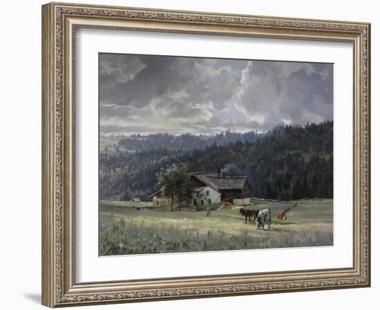 Chalet in an Alpine Landscape-Edouard Jenmaire-Framed Giclee Print