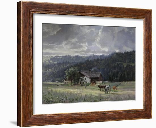 Chalet in an Alpine Landscape-Edouard Jenmaire-Framed Giclee Print