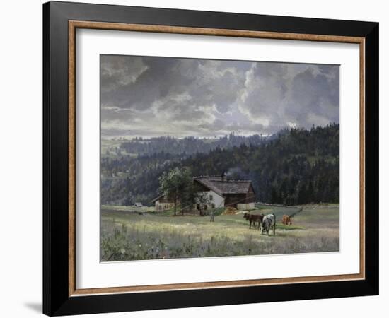 Chalet in an Alpine Landscape-Edouard Jenmaire-Framed Giclee Print