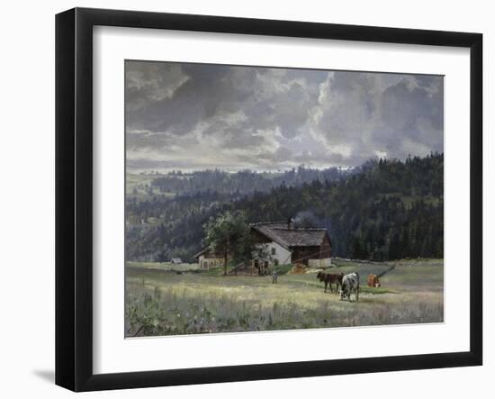 Chalet in an Alpine Landscape-Edouard Jenmaire-Framed Giclee Print