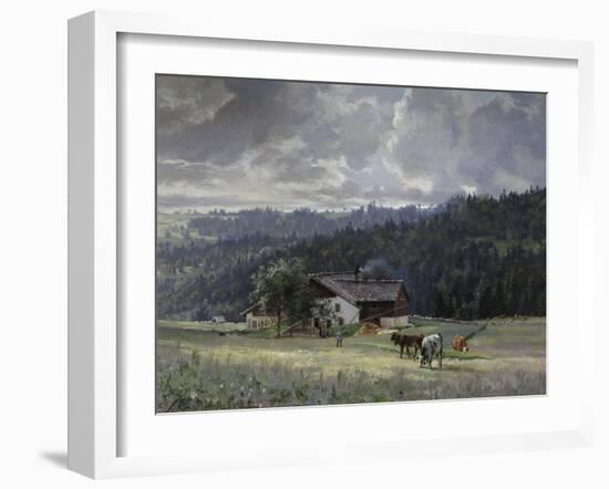 Chalet in an Alpine Landscape-Edouard Jenmaire-Framed Giclee Print