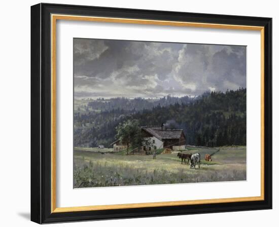 Chalet in an Alpine Landscape-Edouard Jenmaire-Framed Giclee Print