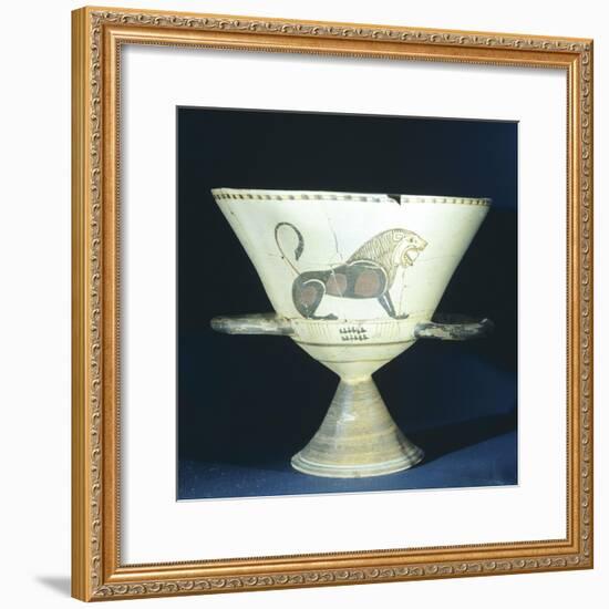 Chalice Showing Figure of Lion, Terracotta from Tomb 221 in Ancient Necropolis in Hagia Paraskevi-null-Framed Giclee Print