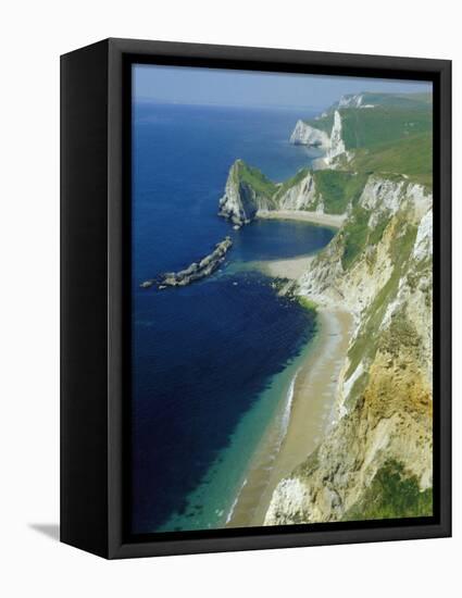 Chalk and Limestone Cliffs Between Lulworth and Durdle Door, Isle of Purbeck, Dorset, England, UK-Tony Waltham-Framed Premier Image Canvas