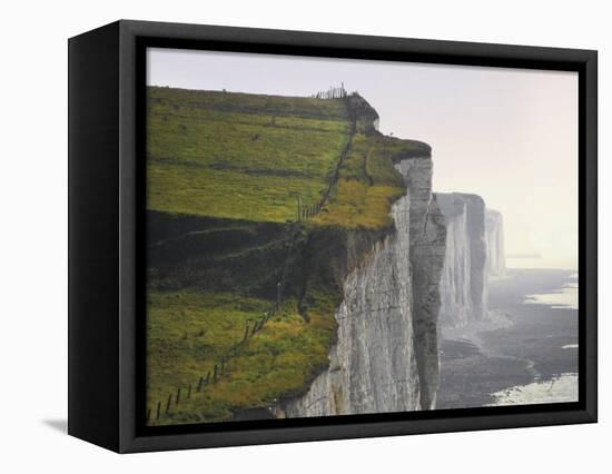 Chalk Cliffs from Clifftop Path, Ault, Picardy, France-David Hughes-Framed Premier Image Canvas