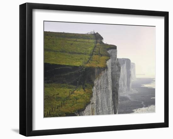 Chalk Cliffs from Clifftop Path, Ault, Picardy, France-David Hughes-Framed Photographic Print