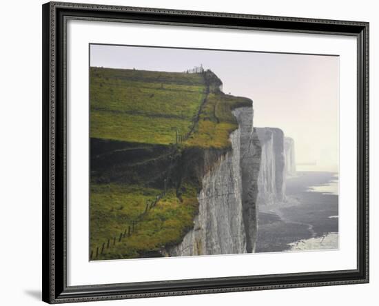 Chalk Cliffs from Clifftop Path, Ault, Picardy, France-David Hughes-Framed Photographic Print