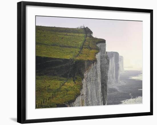 Chalk Cliffs from Clifftop Path, Ault, Picardy, France-David Hughes-Framed Photographic Print