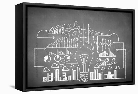 Chalk Drawn Business Plan Sketch-Sergey Nivens-Framed Stretched Canvas