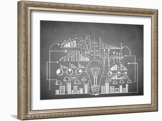 Chalk Drawn Business Plan Sketch-Sergey Nivens-Framed Art Print