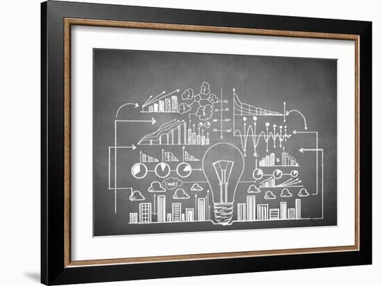 Chalk Drawn Business Plan Sketch-Sergey Nivens-Framed Art Print