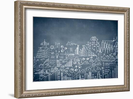 Chalk Drawn Business Plan Sketch-Sergey Nivens-Framed Art Print