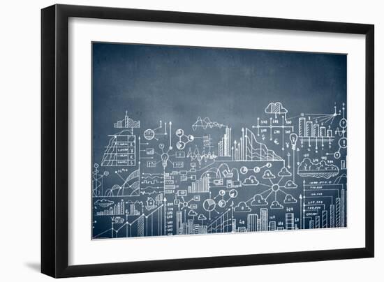 Chalk Drawn Business Plan Sketch-Sergey Nivens-Framed Art Print