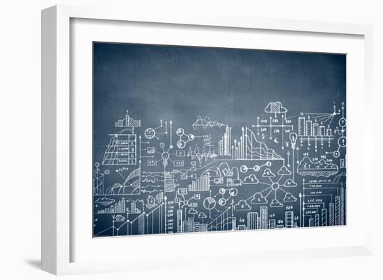 Chalk Drawn Business Plan Sketch-Sergey Nivens-Framed Art Print