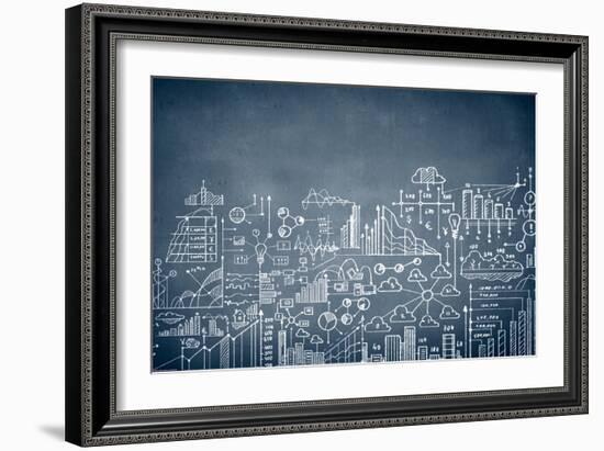 Chalk Drawn Business Plan Sketch-Sergey Nivens-Framed Art Print