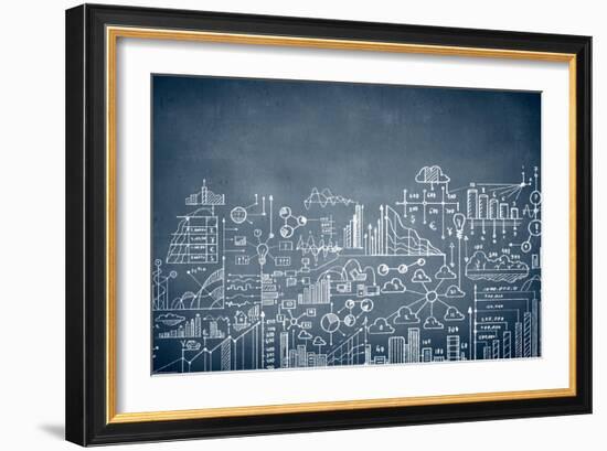 Chalk Drawn Business Plan Sketch-Sergey Nivens-Framed Art Print