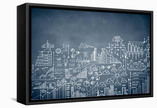 Chalk Drawn Business Plan Sketch-Sergey Nivens-Framed Stretched Canvas