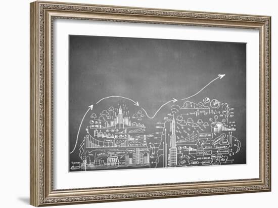 Chalk Drawn Business Plan Sketch-Sergey Nivens-Framed Art Print