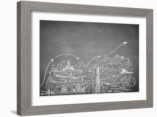 Chalk Drawn Business Plan Sketch-Sergey Nivens-Framed Art Print