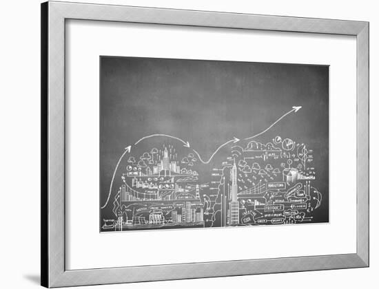 Chalk Drawn Business Plan Sketch-Sergey Nivens-Framed Art Print