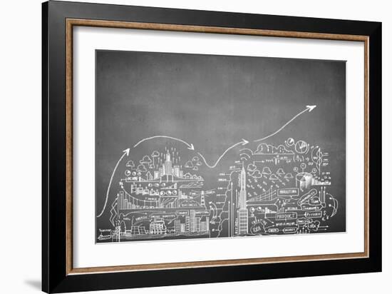 Chalk Drawn Business Plan Sketch-Sergey Nivens-Framed Art Print