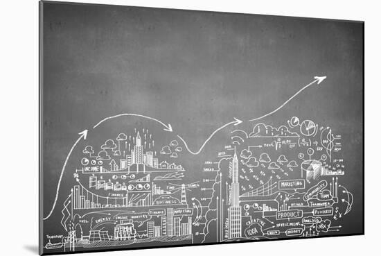 Chalk Drawn Business Plan Sketch-Sergey Nivens-Mounted Art Print