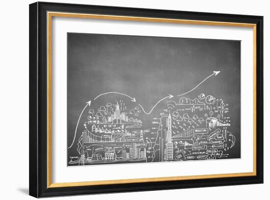 Chalk Drawn Business Plan Sketch-Sergey Nivens-Framed Art Print