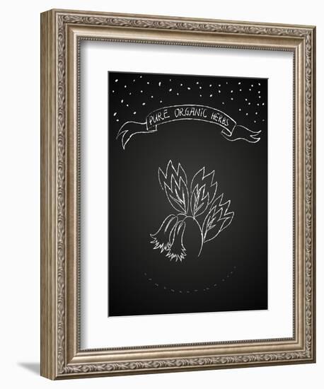 Chalk Flower on Blackboard-tukkki-Framed Premium Giclee Print